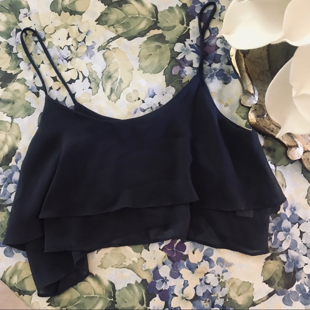 AUDREY sheer ruffle crop top
